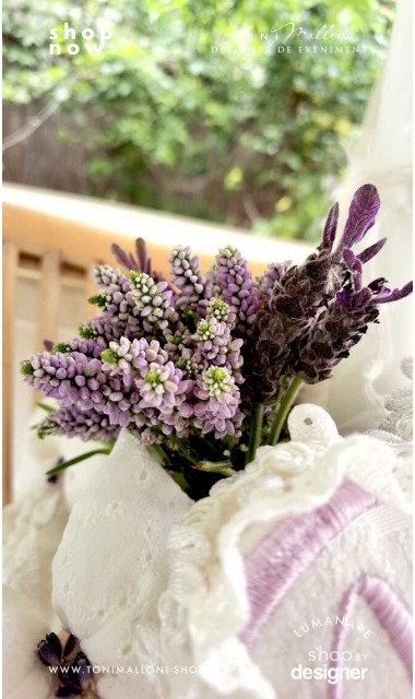 Lumanare de botez cu flori naturale si lavanda Indigo Girl 6